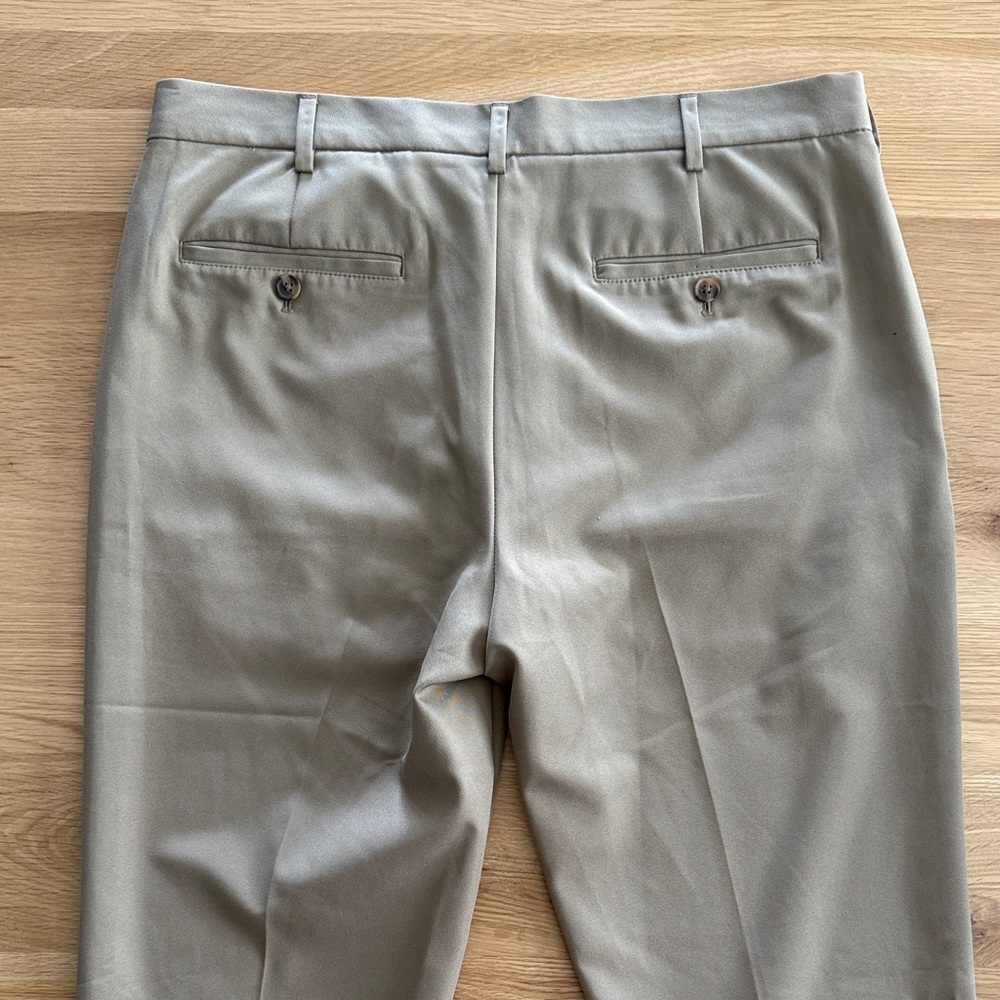 Izod Men's Khaki Flat-Front Chinos in Taupe - Picture 7 of 7